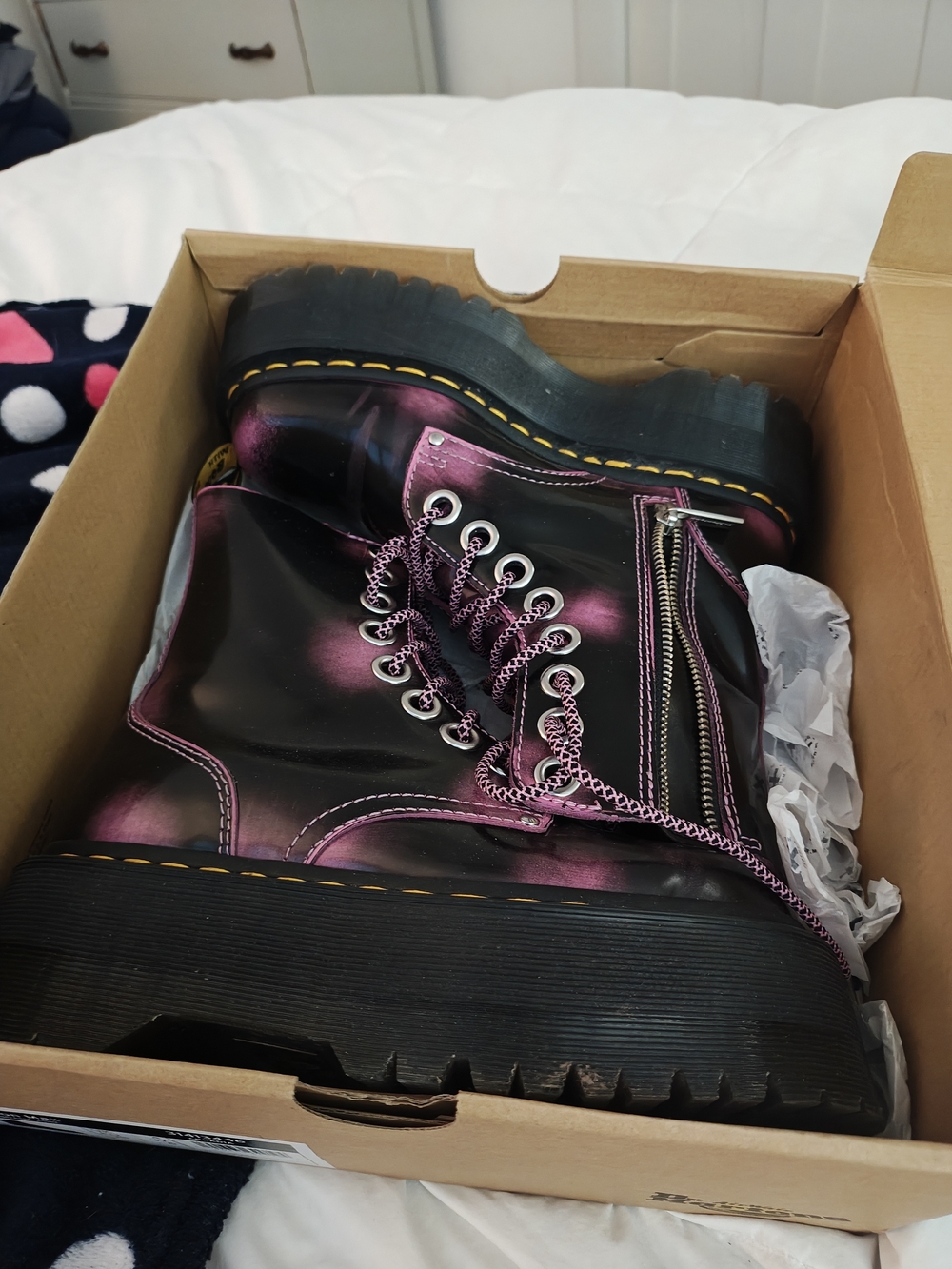 Dr. Martens Metallic Purple-Black Platform Lace-Up Boots - Picture 8 of 10